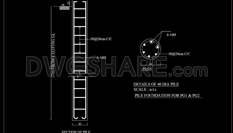 653. Structural Foundation Pile Section CAD Drawing (DWG) (1)