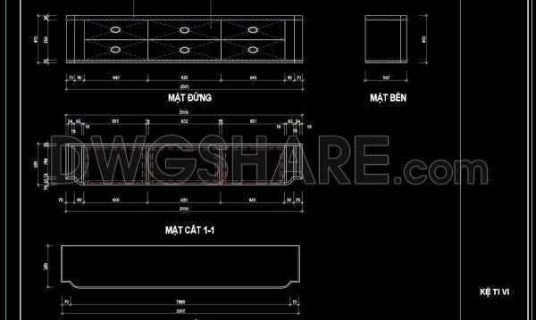 74. Free Download Living Room TV Cabinet 2D CAD Drawing