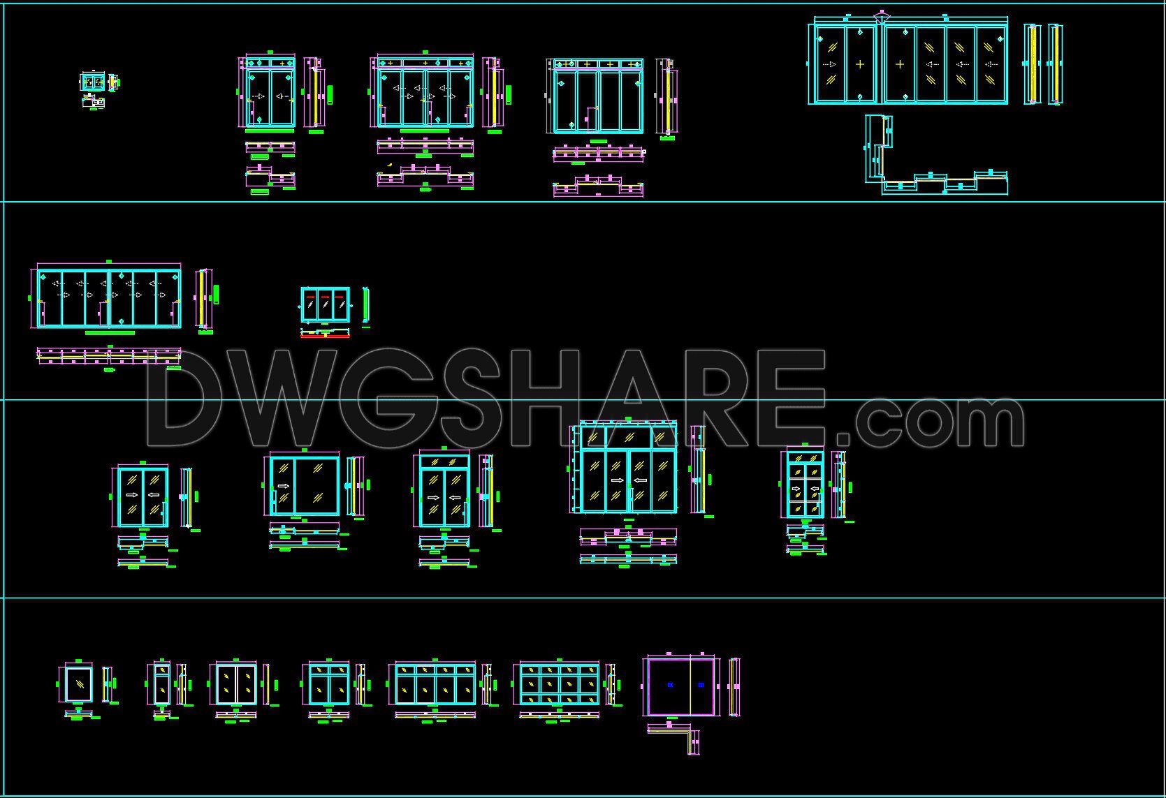 741. Free Detailed CAD Drawings Of Doors, Windows For Download (1)