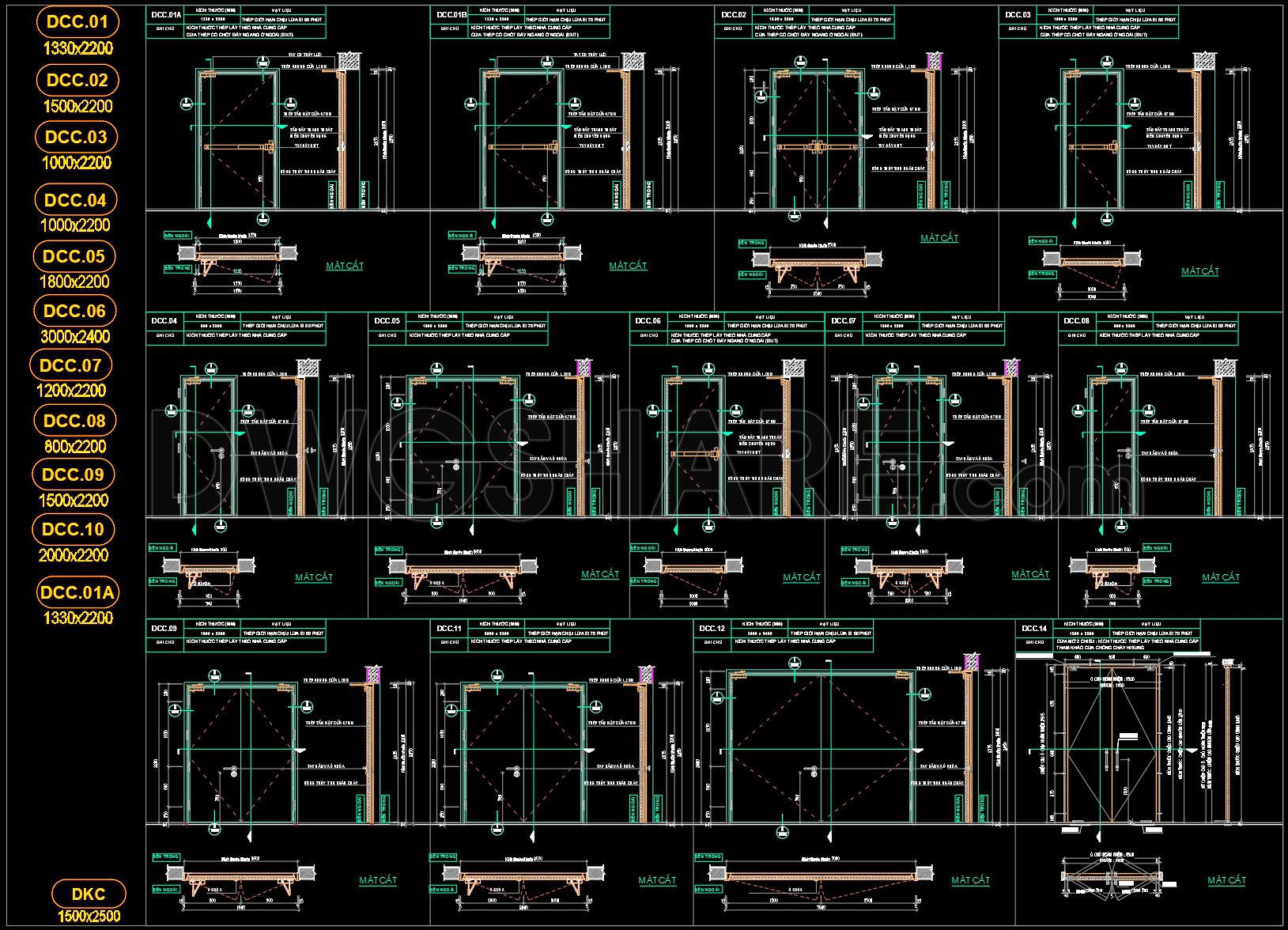 755. Free Download – Fire-rated Steel Door Cad Drawings For Apartment Buildings