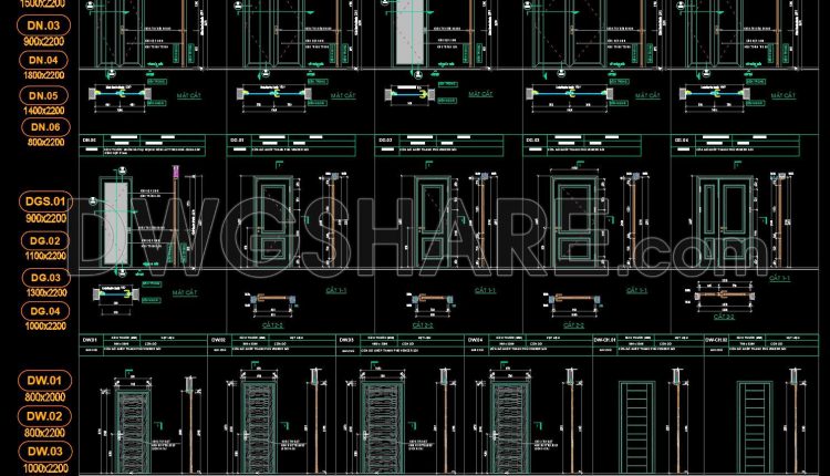 756. Free Download Fire-Rated Steel Door and Aluminum Glass Door CAD Drawings for Apartment Buildings (2)