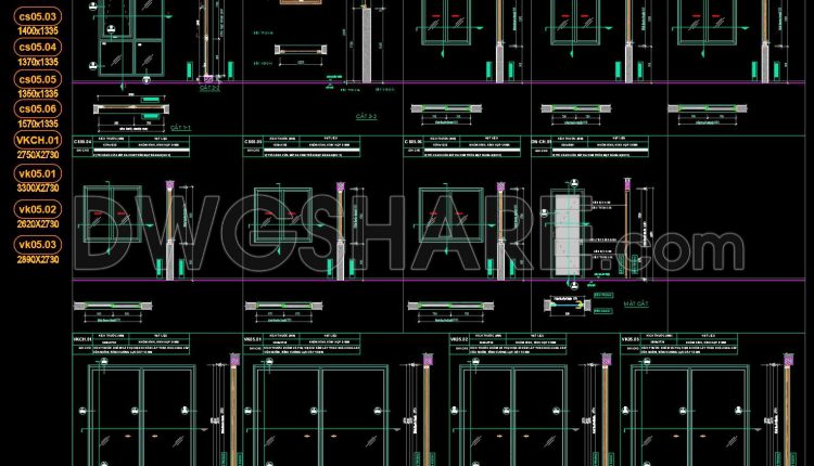 756. Free Download Fire-Rated Steel Door and Aluminum Glass Door CAD Drawings for Apartment Buildings (1)