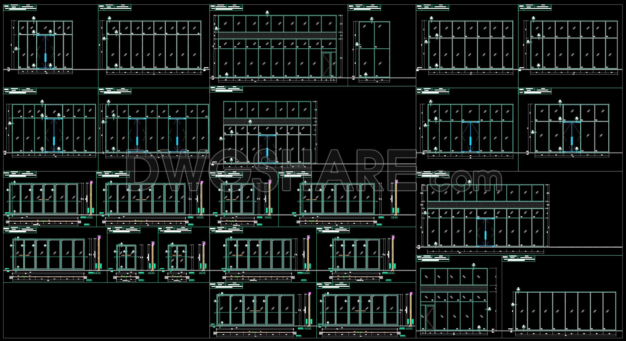 757. Free Download CAD Details of Tempered Glass Entrance Doors and Glass Partition Systems (1)