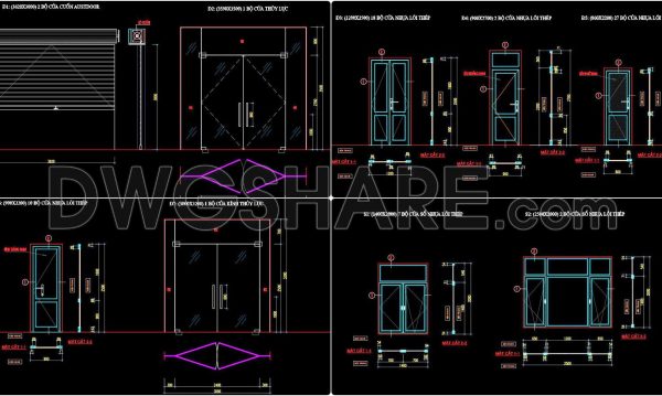 758. Free Detailed CAD Drawings Of Doors, Windows For Download