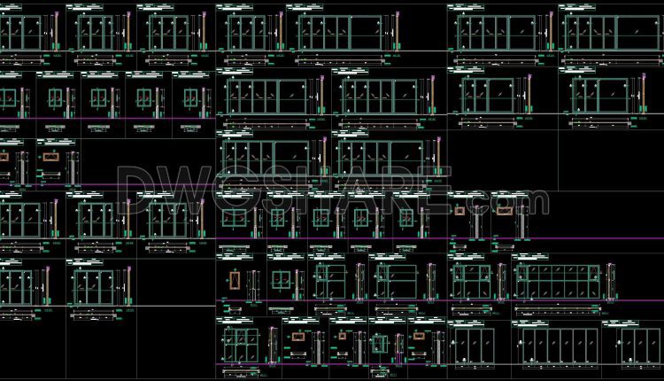758. Free Download – Aluminum Glass Door and Window CAD Drawings (1)