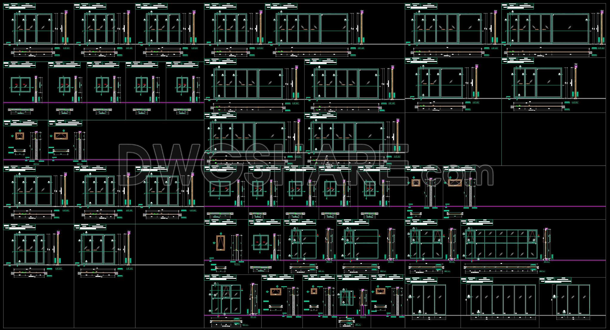 758. Free Download – Aluminum Glass Door and Window CAD Drawings (1)