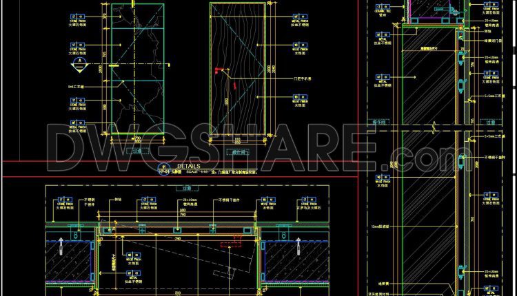 759. Free Download CAD Drawing of Stone Hidden Door (Concealed Frame Door Detail) (1)