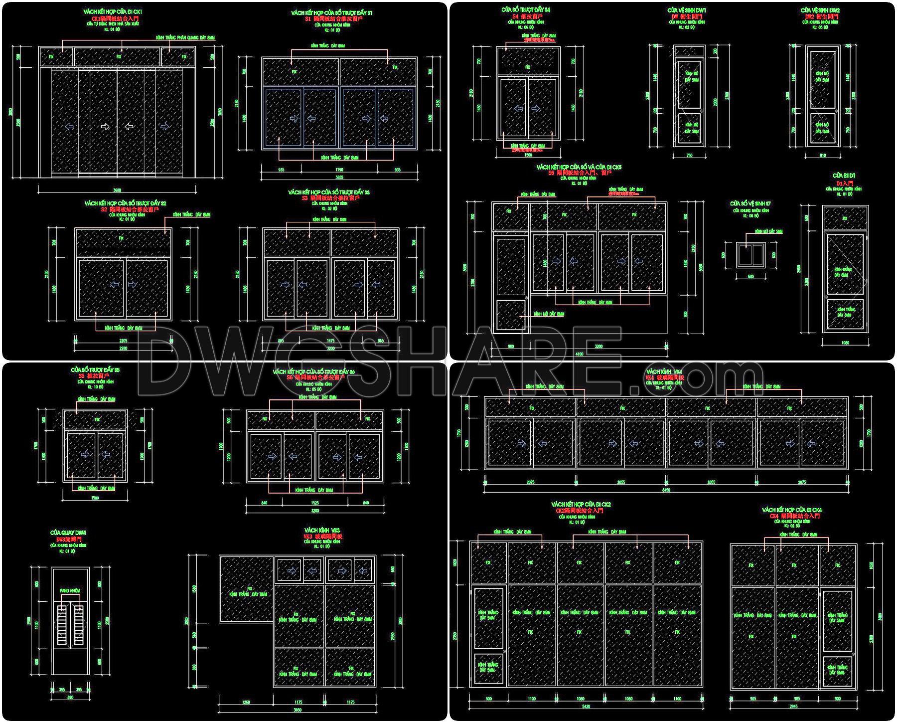 791. Free Download – Detailed CAD Drawings of Doors, Windows, and Glass Partitions (1)