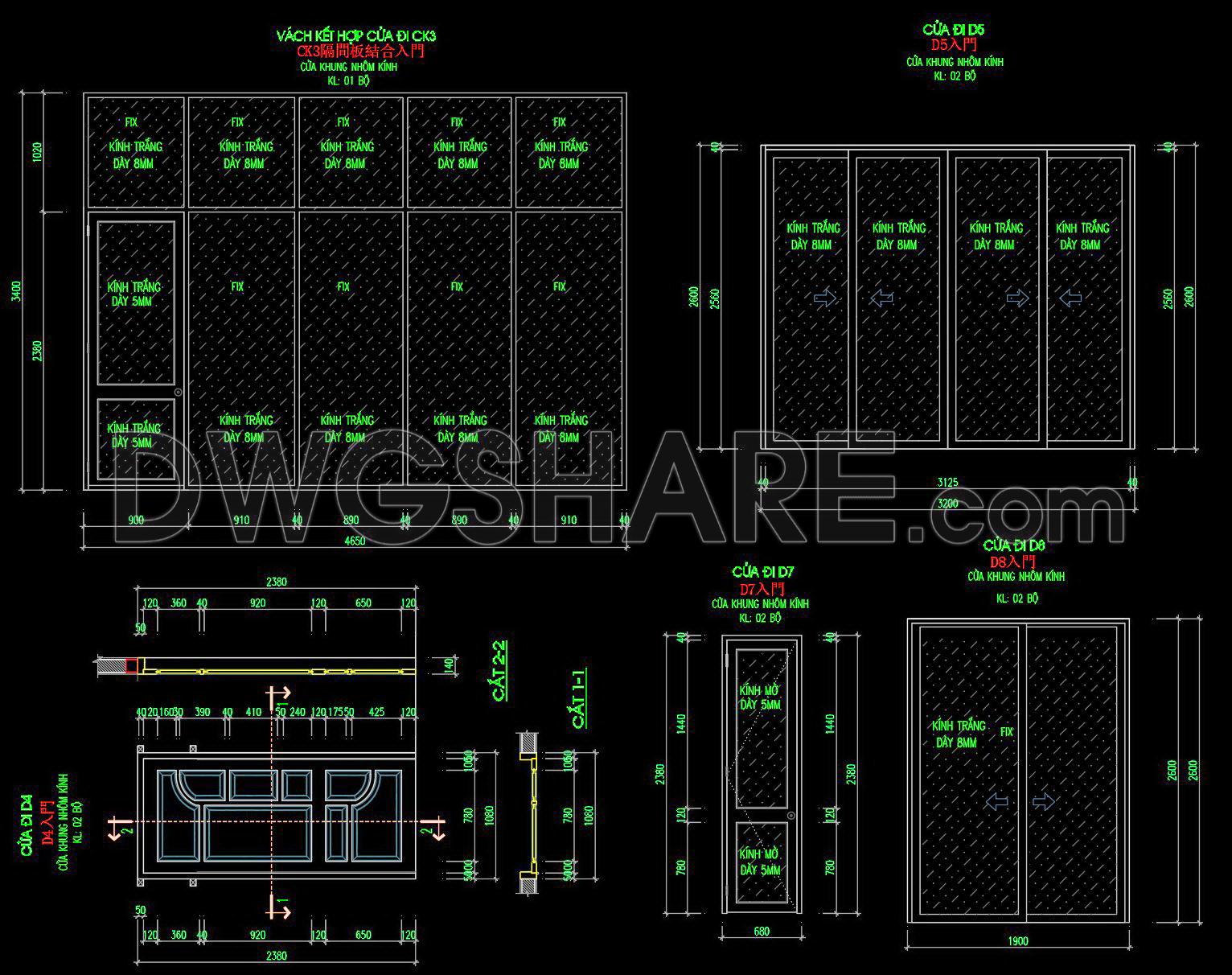 791. Free Download – Detailed CAD Drawings of Doors, Windows, and Glass Partitions (2)