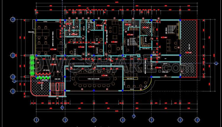 814. Free Download – Cad Floor Plan For A 16m X 35m Office Building