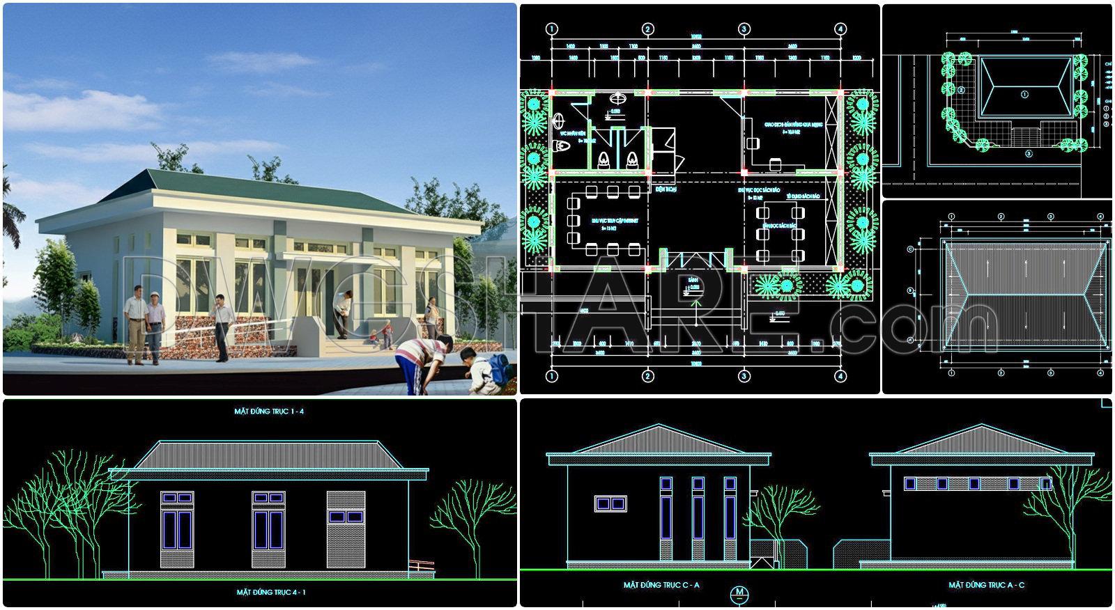 01. CAD drawings for the design of a commune central post office with a ...