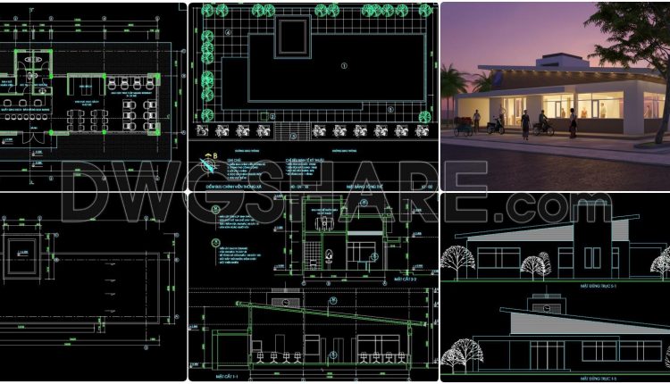 04. Cad Drawings For The Design Of A Commune Central Post Office With A Floor Area Of 8.2 M × 17 M