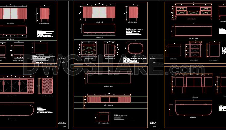 101. Cad Drawings – Modern & Classic Tv Cabinet Detail Collection (26 Design Models) (1)