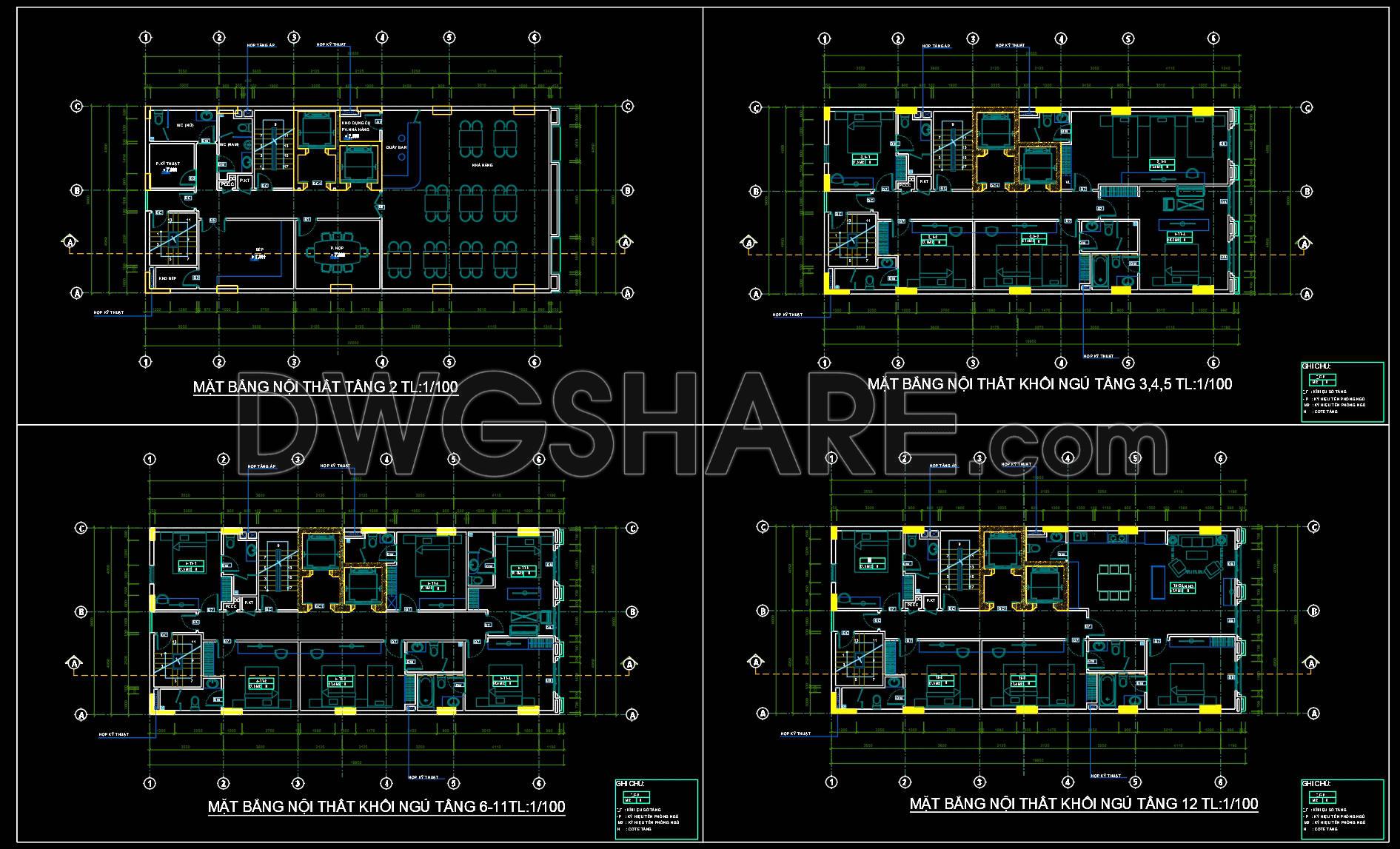 104. Free Download Mini Hotel Interior Floor Plan Cad Drawings