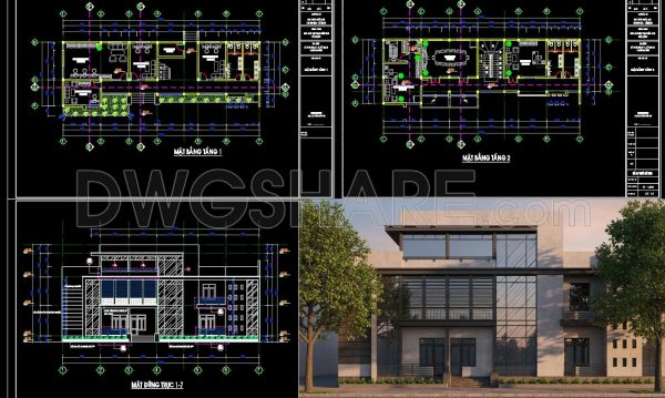 7 months ago
                

                
             2,257105. Free Download – Floor Plan and Elevation Drawings of a 2-Storey Office Building