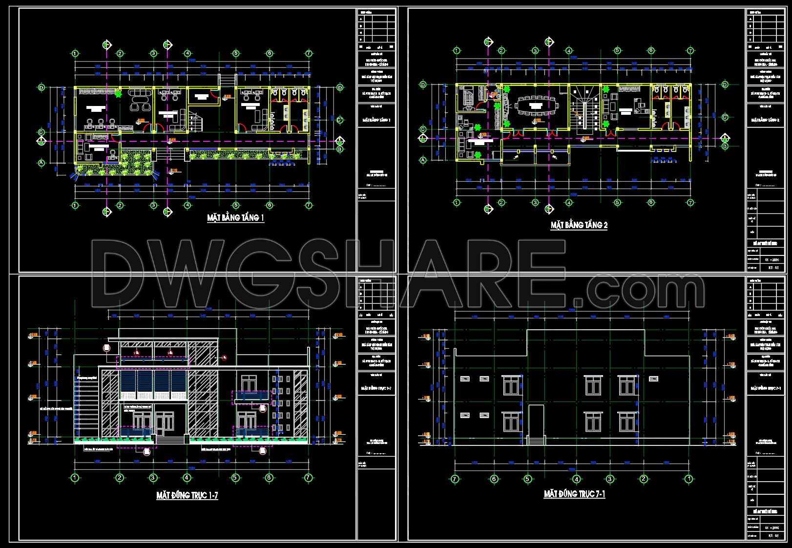 105. Free Download – Floor Plan And Elevation Drawings Of A 2-storey Office Building