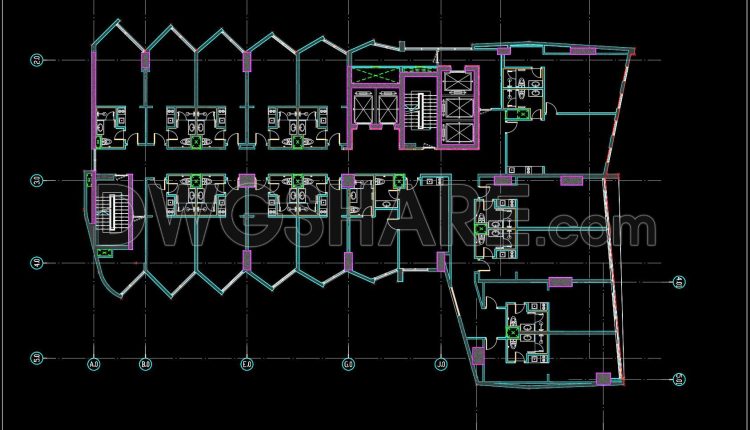 116. Free Download Of The Typical Floor Layout Plan For A 21-storey Hotel With A Floor Area Of 900 M2