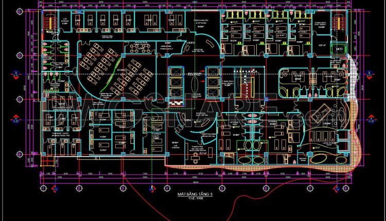 117. Free Download Cad Drawing – Third Floor Spa And Wellness Center Layout Plan