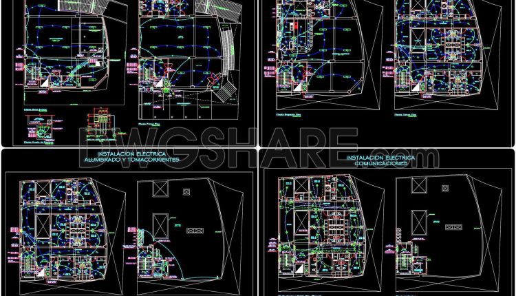 119. Free AutoCAD DWG Interior lighting layouts for high-rise hotel buildings (2)