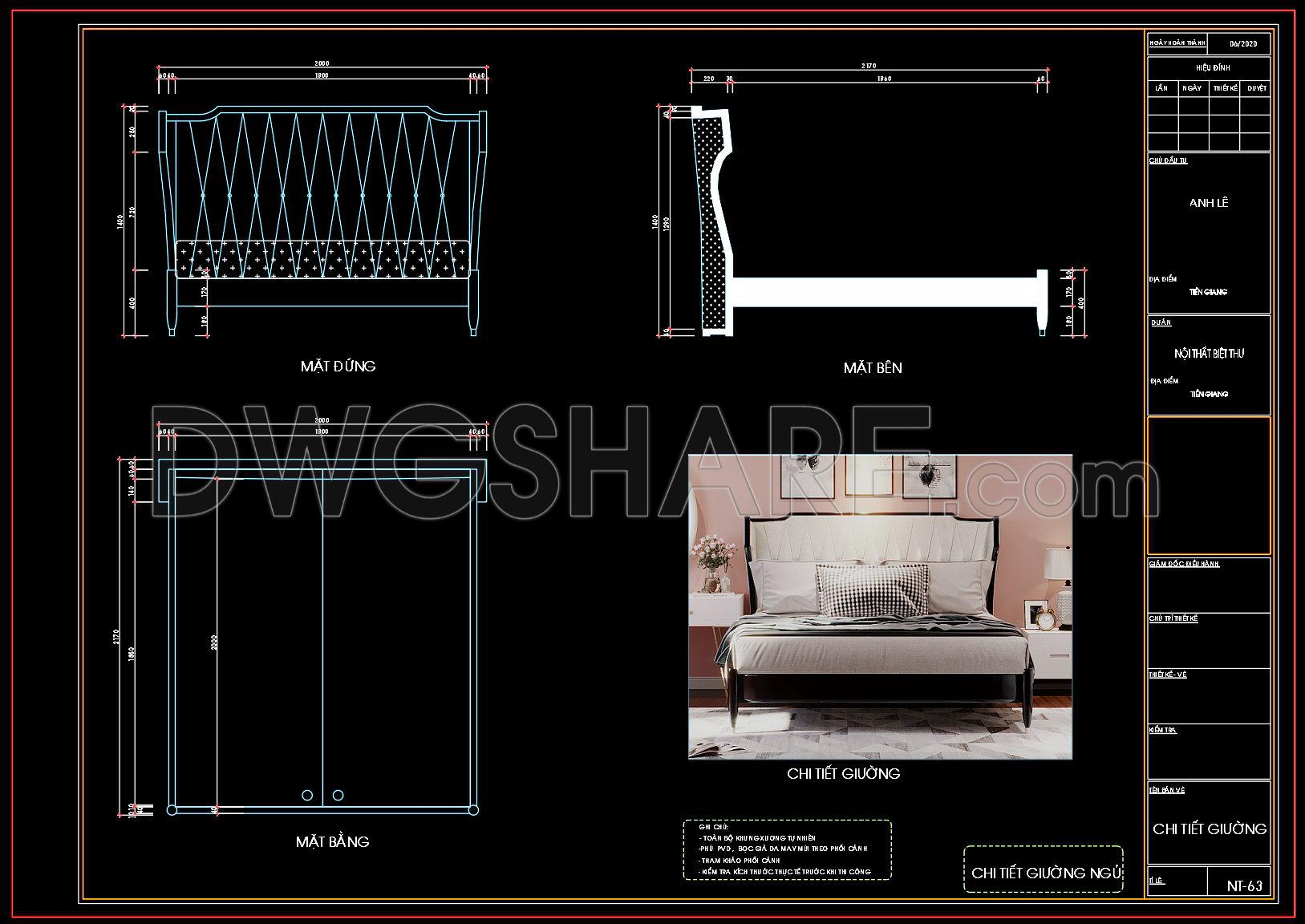119. Free Download Bed CAD Shop Drawing (1)