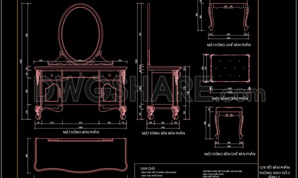 7 months ago
                

                
             531126. Free Download – Dressing Table CAD Shop Drawing for Bedroom