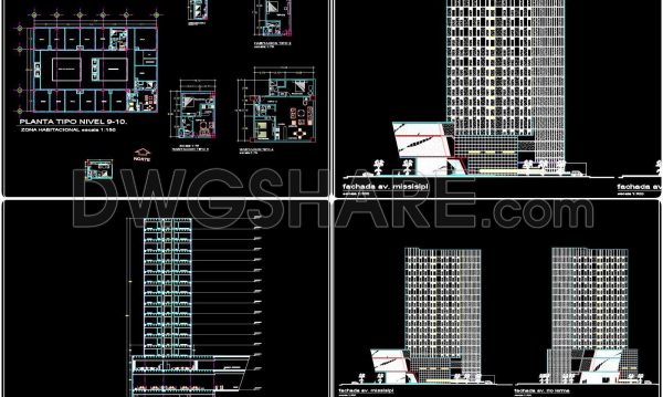 131. Free download of 4-star hotel design drawings in AutoCAD DWG
