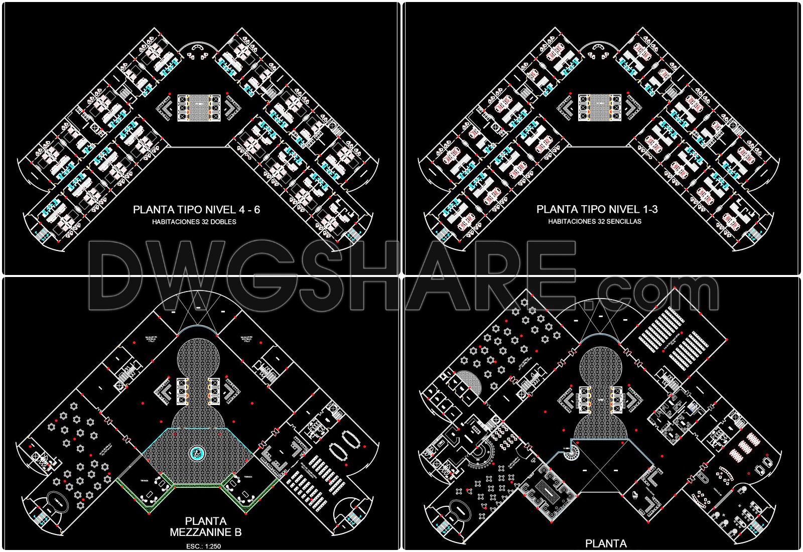 133. Download free CAD DWG files – 12-floor 5-star hotel architectural design plans (1)
