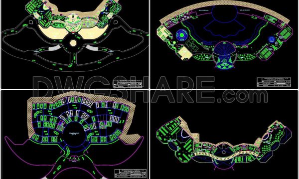 134. Free AutoCAD drawings of 5-star hotel architectural floor plans (DWG)