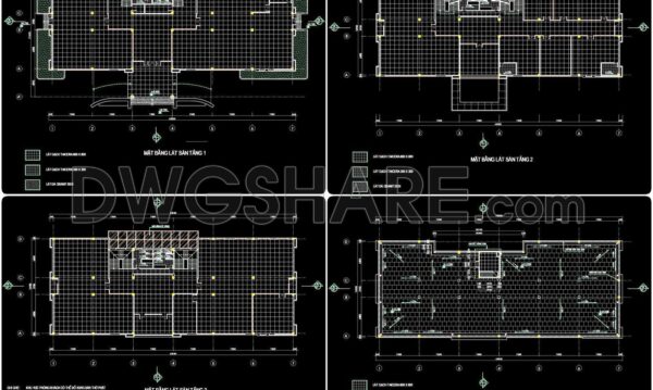 136. Free download floor finishing CAD drawings for a 3-story office building