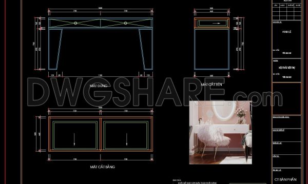 7 months ago
                

                
             216140. Free Download – Dressing Table CAD Shop Drawing for Bedroom