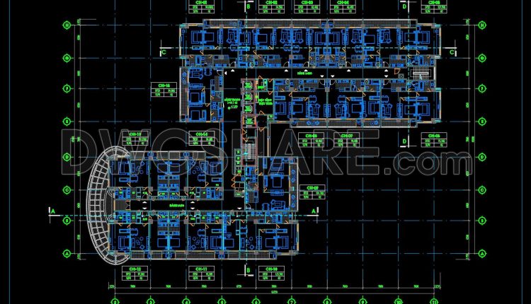 160. Free Download Functional Layout Floor Plan Of The 2nd Floor Of A 5‑star Hotel With An Area Of 1888m2