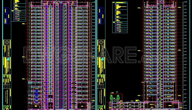 162. Free Download – Cross-section Drawing Of A 27-storey Hotel Building