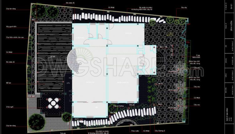 165. Residential Layout with Garden and Pool – Free Access to CAD Drawing (1)