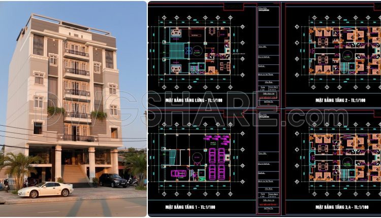 169. Free Mini Hotel Cad Drawings Download – Detailed Multi-storey Architectural Floor Plans (scale 1-100) (1)