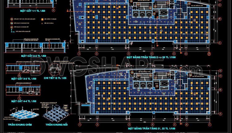 197. Free Download CAD Drawings of Ceiling and Lighting Layout for Building Design (1)