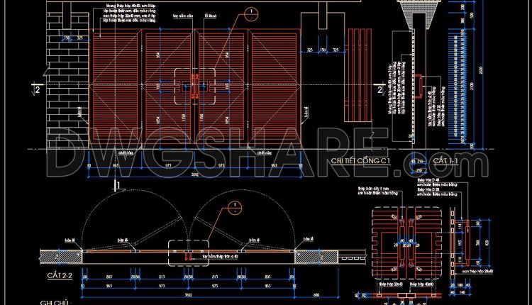 217. Free CAD Gate & Fence Drawing for Residential Houses (3)