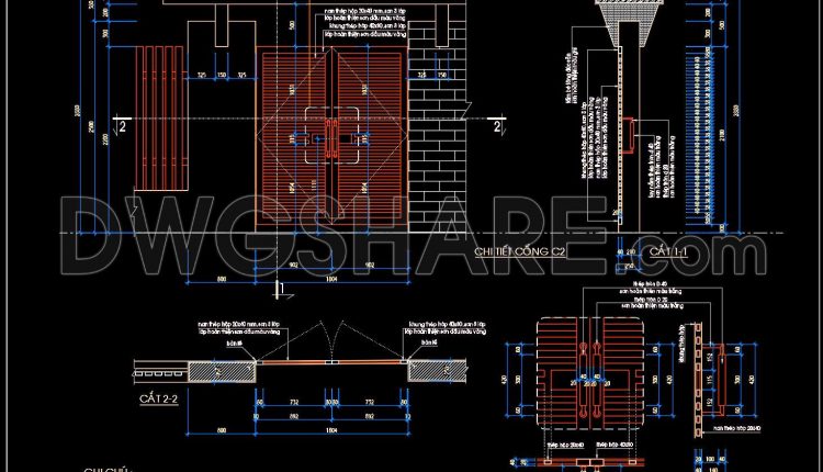 217. Free CAD Gate & Fence Drawing for Residential Houses (1)