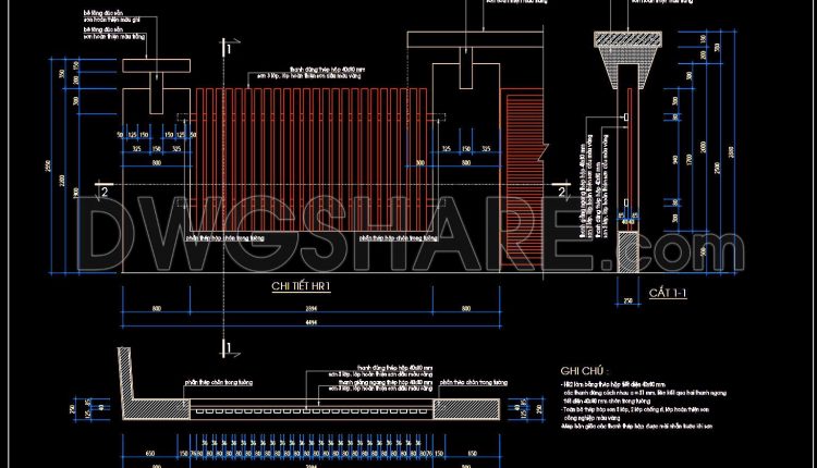 217. Free CAD Gate & Fence Drawing for Residential Houses (2)