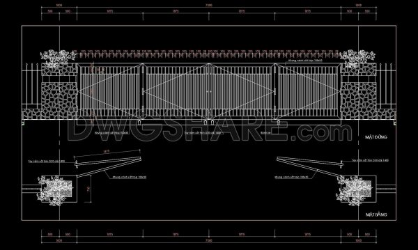 218. Download free CAD drawings of gates and fences for office buildings