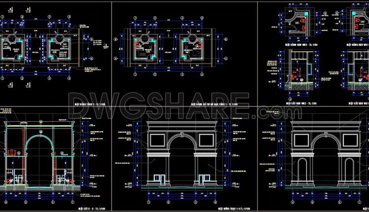 220. Free CAD detailed drawings of grand entrance gates for high-end urban areas (1)