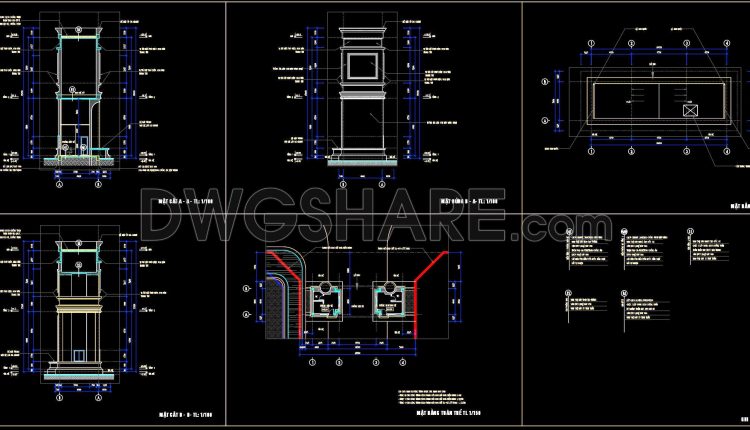 220. Free CAD detailed drawings of grand entrance gates for high-end urban areas (2)