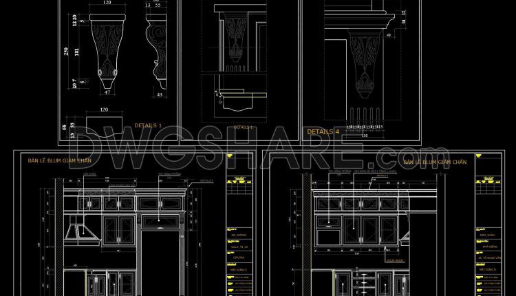 258. Download Construction Technical Drawings Of Classic-style Residential Kitchen Cabinets (3)