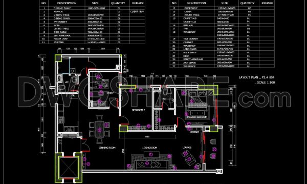 300. Free Download CAD Drawing – Apartment Interior Layout Plan