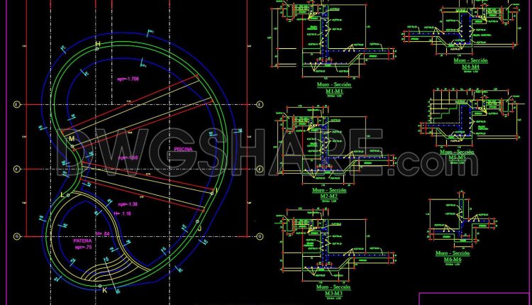 31. Free download CAD drawings of a kidney-shaped swimming pool (2)