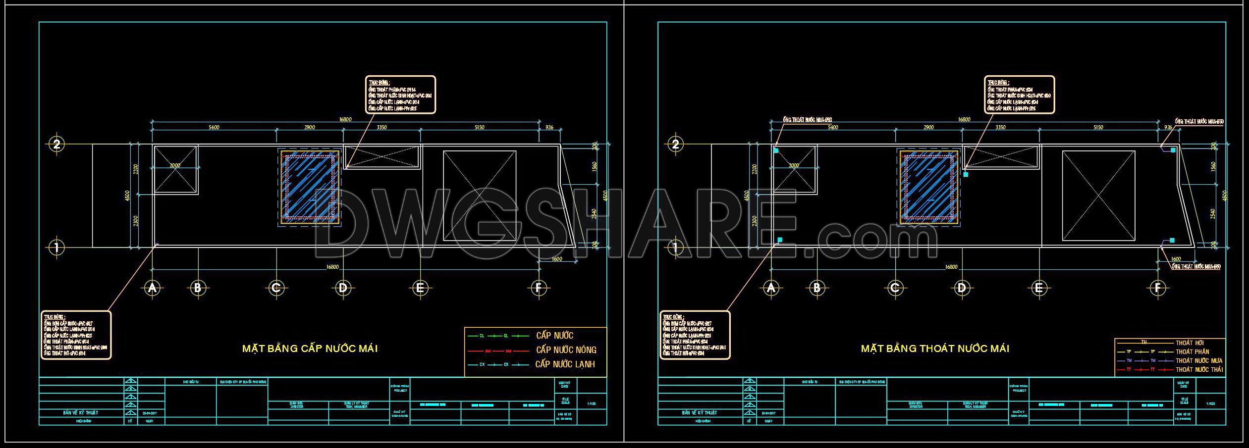 316. CAD drawings detailing the design of water supply and drainage systems for a 3-story townhouse (5)