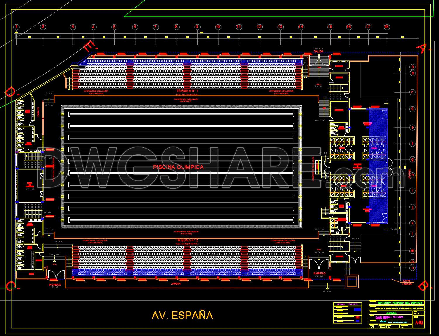 32. Free download CAD drawings for the renovation of an Olympic swimming pool (1)