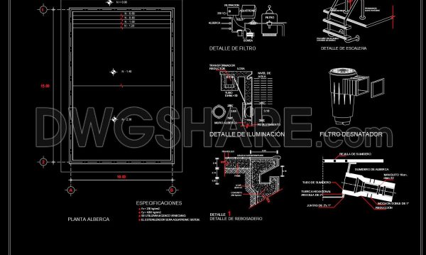 7 months ago
                

                
             67533. Free DWG CAD Swimming Pool 10x15m with Detail Drawings