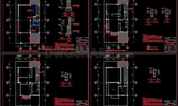 353. Free Download of Structural CAD Drawings for 7m x 9m Reinforced Concrete Townhouse