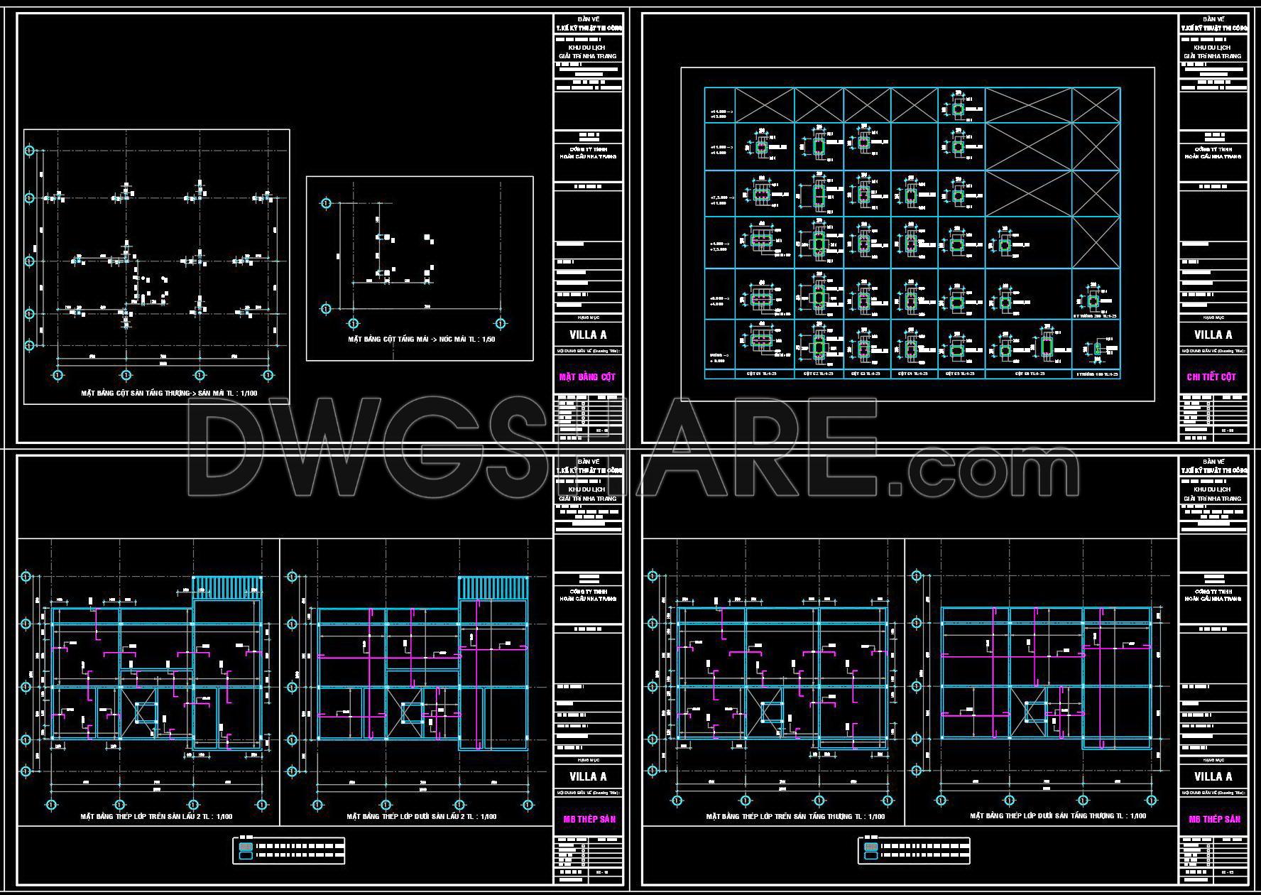 355. Free Download of Structural CAD Drawings for 18.5m x 20m Reinforced Concrete Townhouse (2)