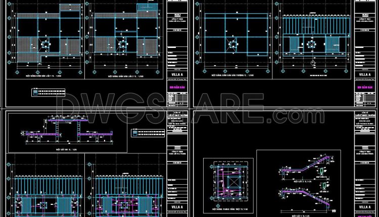 355. Free Download of Structural CAD Drawings for 18.5m x 20m Reinforced Concrete Townhouse (1)